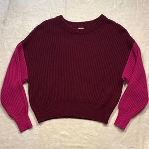 a new day Burgundy and Pink Crew Neck Sweater